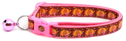 CAMS Pumpkins and Pink Flowers Breakaway Cat Collar