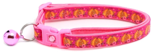 CAMS Pumpkins and Pink Flowers Breakaway Cat Collar