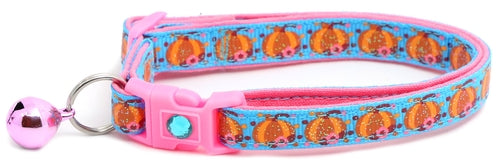 CAMS Pumpkins and Pink Flowers Breakaway Cat Collar