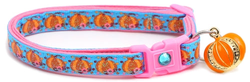 CAMS Pumpkins and Pink Flowers Breakaway Cat Collar