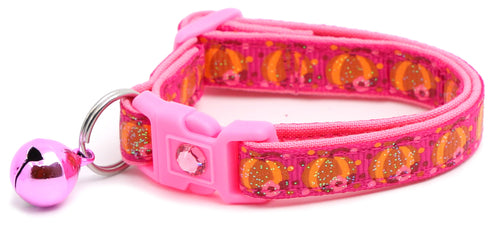 CAMS Pumpkins and Pink Flowers Breakaway Cat Collar