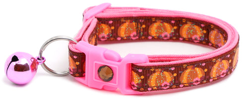 CAMS Pumpkins and Pink Flowers Breakaway Cat Collar