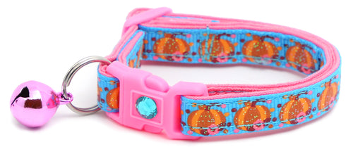 CAMS Pumpkins and Pink Flowers Breakaway Cat Collar