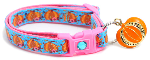 CAMS Pumpkins and Pink Flowers Breakaway Cat Collar