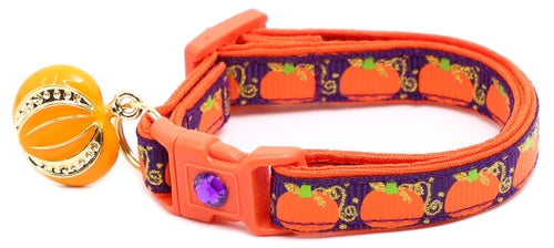CAMS Pumpkins and Gold Breakaway Cat Collar