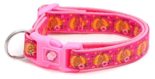 CAMS Pumpkins and Pink Flowers Breakaway Cat Collar