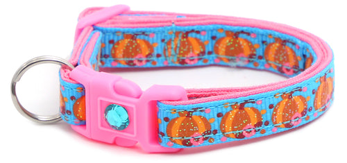 CAMS Pumpkins and Pink Flowers Breakaway Cat Collar