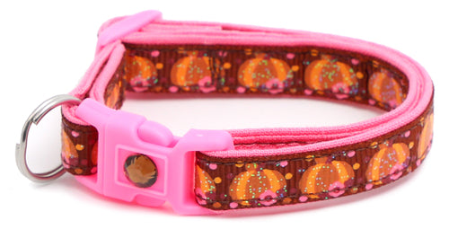 CAMS Pumpkins and Pink Flowers Breakaway Cat Collar