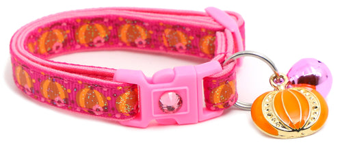 CAMS Pumpkins and Pink Flowers Breakaway Cat Collar