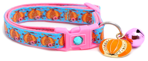 CAMS Pumpkins and Pink Flowers Breakaway Cat Collar