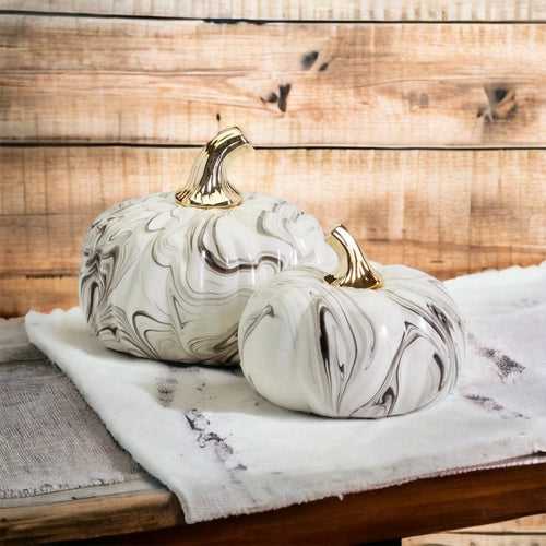 CAMS Marbled Black and White Pumpkin Golden Stem