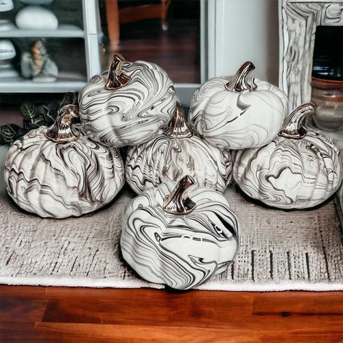 CAMS Marbled Black and White Pumpkin Golden Stem