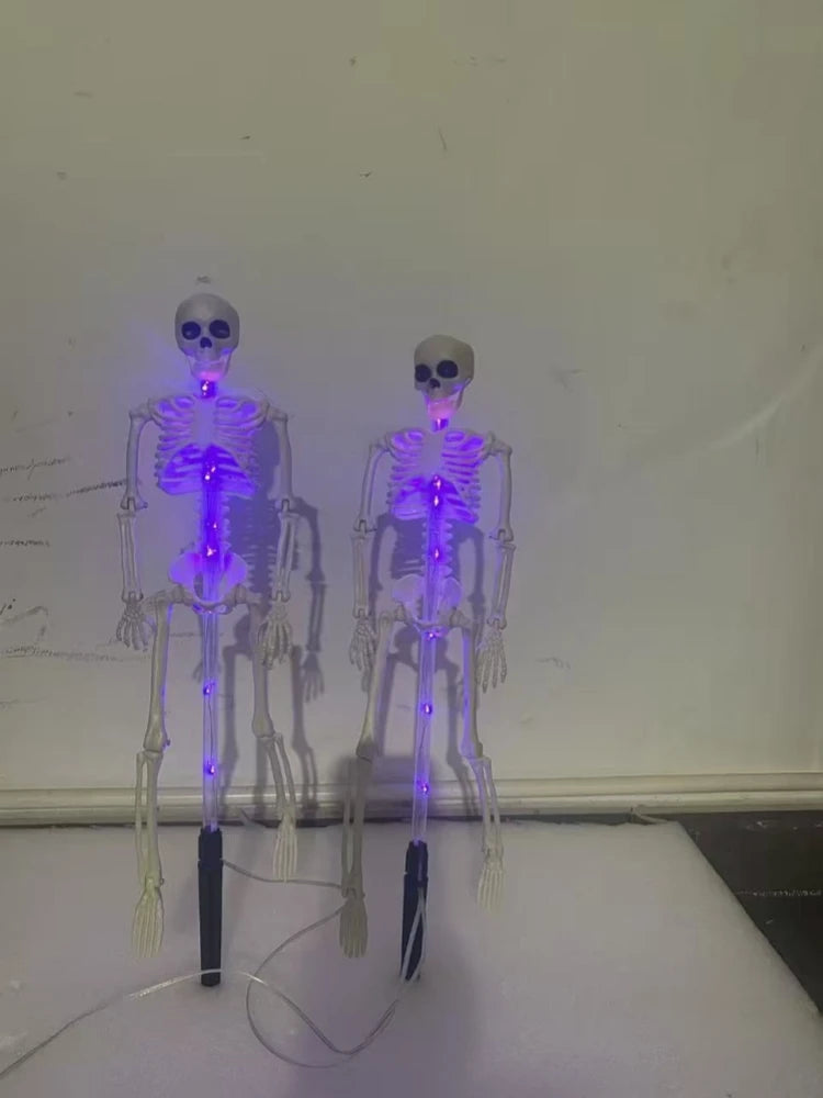 CAMS Halloween Decorations Outdoor Solar Garden Lights 2PC 3D Scary Bats Skeleton Waterproof Purple Orange LED Lights for Yard Party