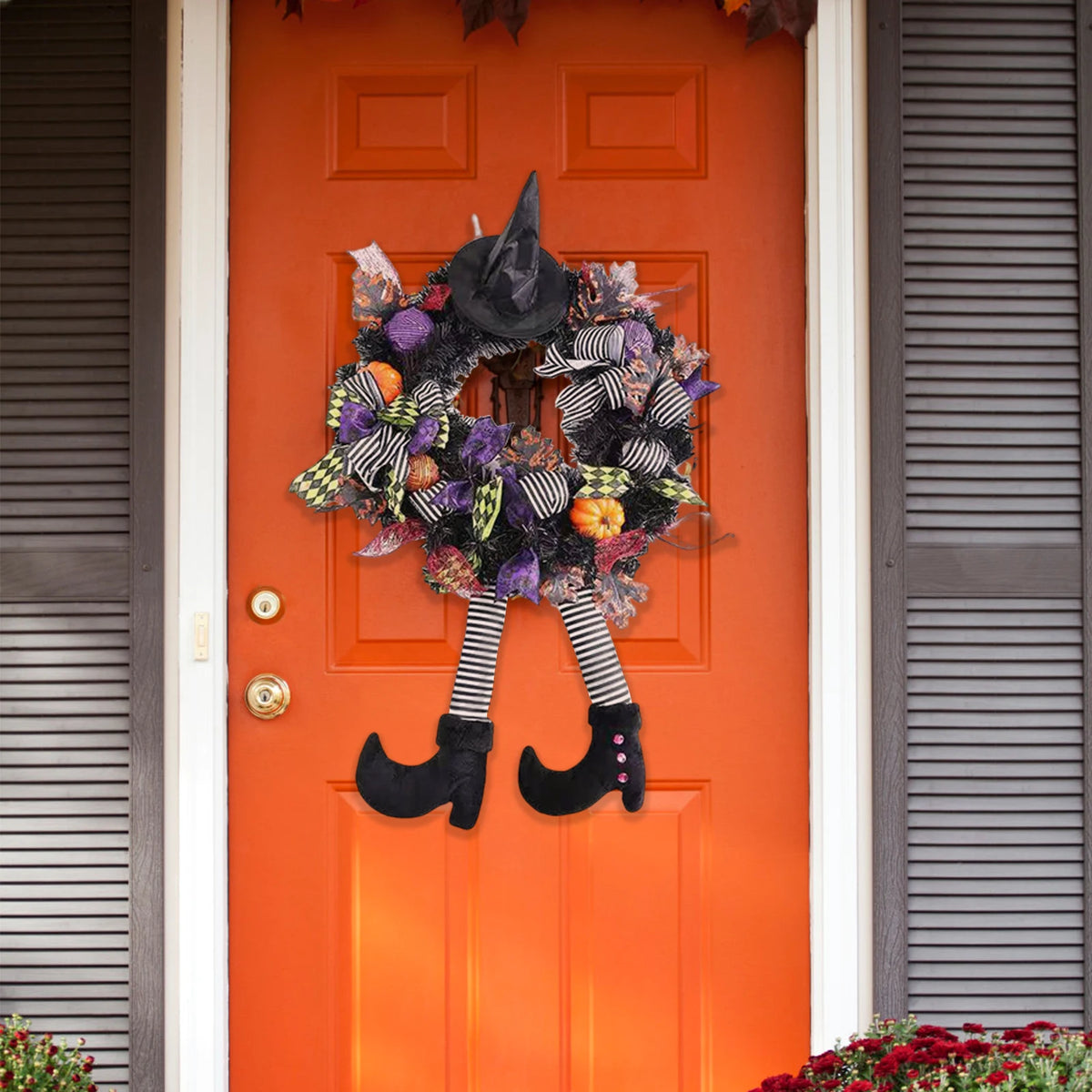 CAMS Halloween Wreath Long Legged Wicked Witch Decor