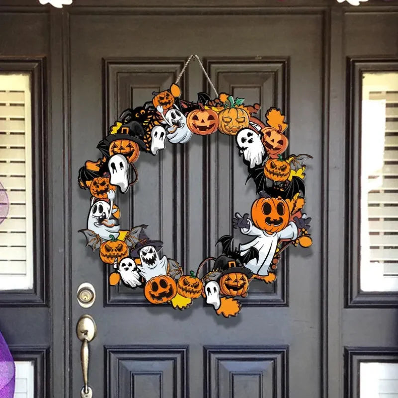 CAMS Halloween Wooden Sign Pumpkin Ghost Hanging