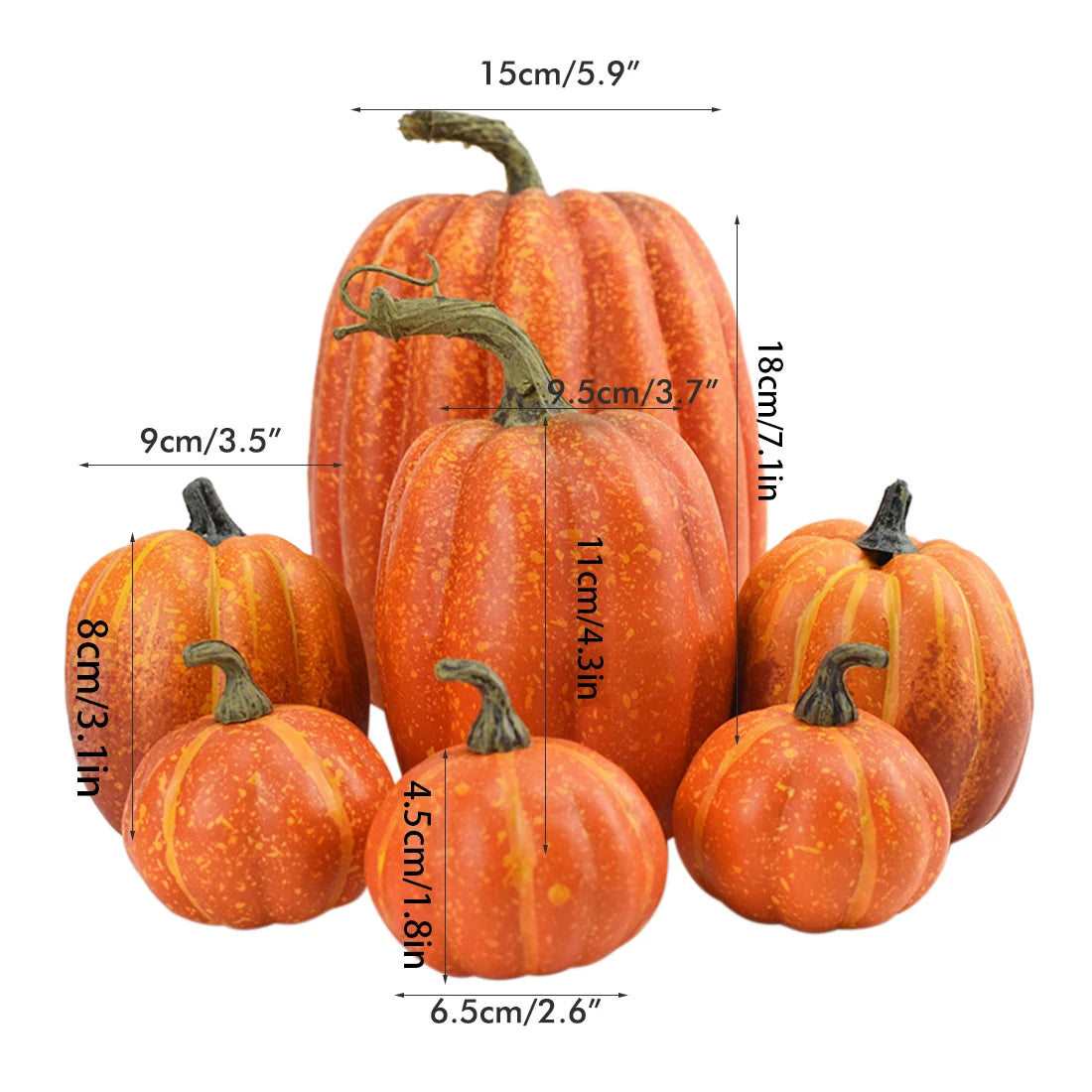 CAMS 7Pcs  Artificial Pumpkin Decor for Halloween